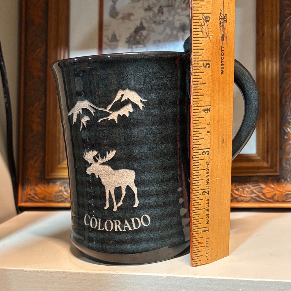 Colorado Moose Ceramic Coffee Mug - Dark Green - Picture 7 of 8